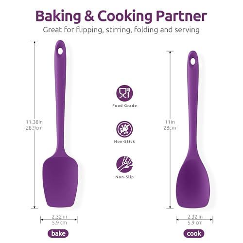 Image of U-Taste Silicone Cooking Spoons 600ºF Heat Resistant Spatula, 2Pcs, Purple