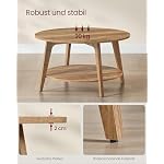 VASAGLE Couchtisch rund, Wohnzimmertisch 2 Ebenen, Kaffeetisch für Wohnzimmer, 80 cm d, 45 cm H, einfach zu montieren, honigbraun LCT243K41 – Bild 5
