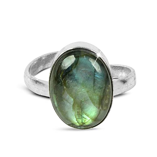 Image of Women Natural Certified Labradorite Adjustable Ring - Gemstone Crystal Stone