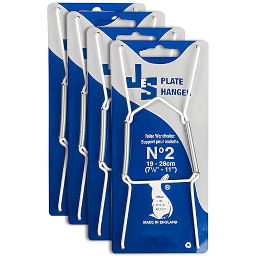Plate Hanger Wire invisable No 2 - White (19 x 28cm) Made To Easily Mount Your Plate To The Wall Flexible With Spring Wall Display Art Decoration - 4pk