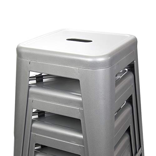 Urbanmod 24 Inches Metal Barstool Set Of 4 – Counter Height Backless Bar Stool For Kitchen Island, Breakfast, Outdoors, Pub, Restaurant, Home, Patio – Stackable Heavy Duty Modern & Industrial (Silver) #TOP7