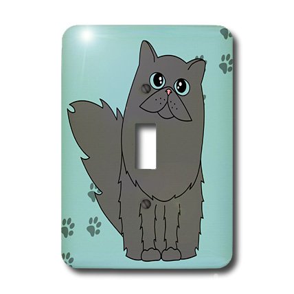 Interruptor de botón único con diseño de gato persa gris de 3dRose 3