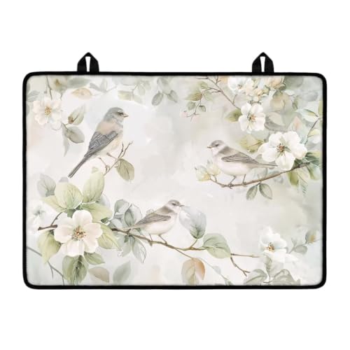 Image of Electric Stove Top Cover Heat Resistant Stove Protector Cover For Glass Ceramic Stove Top Flat Cooktop Cover Mat with Rubber Backing, 29 x 21 Inch, Bird Flower Branch