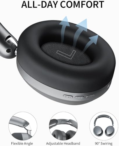 Image of Wentronic Y04 Wireless Over-Ear Headphones, Active Noise Cancelling, Grey
