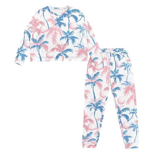 Image of Womens Lounge Set Long Sleeve Soft Pajama Sets Casual 2 Piece Pj Outfit Crewneck Sleepwear with Pockets Plus Size