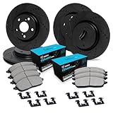 R1 Concepts Front and Rear Brake Kit For 2012-2025 Dodge Durango; 2014-2022 Jeep Grand Cherokee| Drilled Slotted Brake Rotors| Ceramic Brake Pads and Rotors Kit|Hardware included