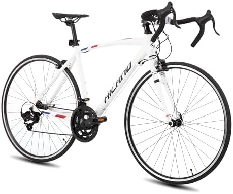 HH HILAND 700C Road Bike, 14 Speeds Sport Bike, Light Weight Aluminum Frame, Racing Bike for Men Women Adult Bicycle White 53 CM Frame