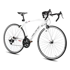 HILAND 700C Road Bike, Aluminum Racing Bike for Men Women Adult, White, M