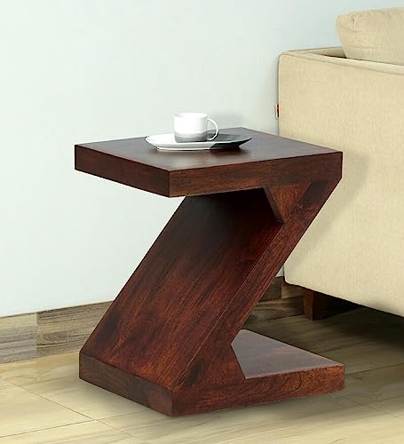 Image of Hazel Solid Wood End Table - Premium Designer Side Table for Living Room and Bedroom - Honey Finish, Solid Mango Wood Construction Ideal for Home Decor
