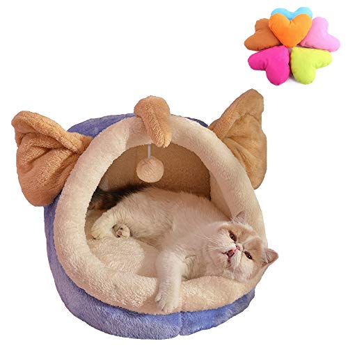 Haustierbett schön Katzenbett Katzenhöhle mit superweichem, weiches Schlafbett Rutschfestes, atmungsaktives Katzenhaus Cover