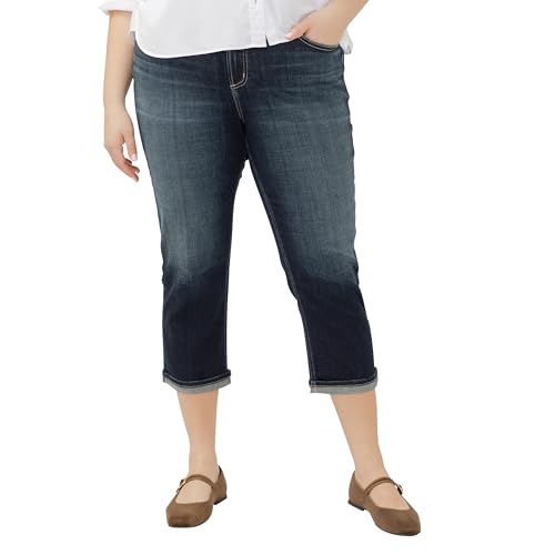 Silver Jeans Co. Women's Plus Size Avery High Rise Curvy Fit Capri Jeans