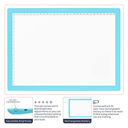 Ivyne Rechargeable Led Bright Ultra-Thin Light Pad A4 Powered By Lithium Battery For Cricut Vinyl, Weeding Tool, Drawing Crafting Box/Board For Tracing, Sketching & Htv - Blue #TOP4