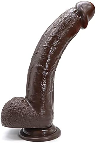 9.25 Inch Black Realistic Silicone Dildo Adult Sex Toys for Women, G Spot Stimulator with Strong Suction Cup for Hands-Free Play, Body-Safe Material Curved Shaft and Balls Lifelike Flexible Anal Dildo
