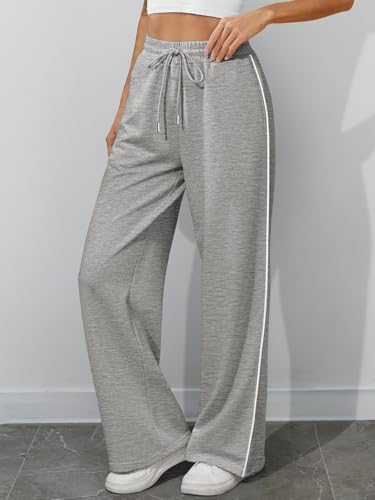 ATHMILE Womens Wide Leg Sweatpants Baggy Sweat Pants with Pockets High Waisted Track Drawstring Fashion Joggers3
