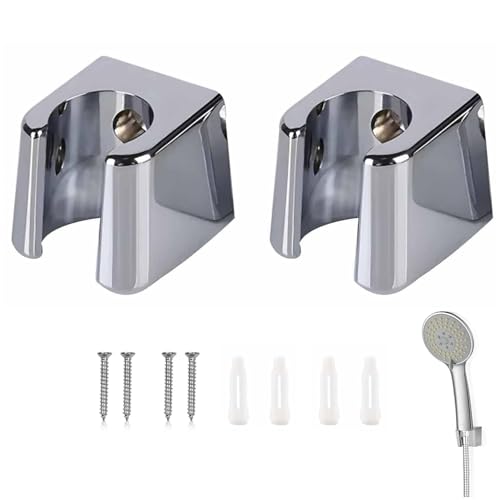 Wjelet Lot de 2 supports de pommeau de douche argentés - En ABS - Avec vis - Compatible avec la plupart des douches