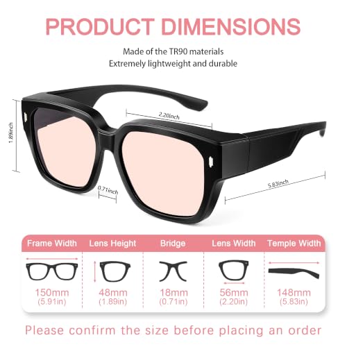 Image of Fluorescent-41 Rose Tinted Fit Over Blue Light Blocking Glasses for Migraine, Light Sensitivity, Photophobia JF7202