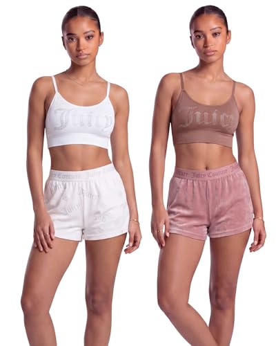 Image of Juicy Couture Women's Velvet Fleece Pajama Shorts, Designer Sleep and Lounge Shorts for Women