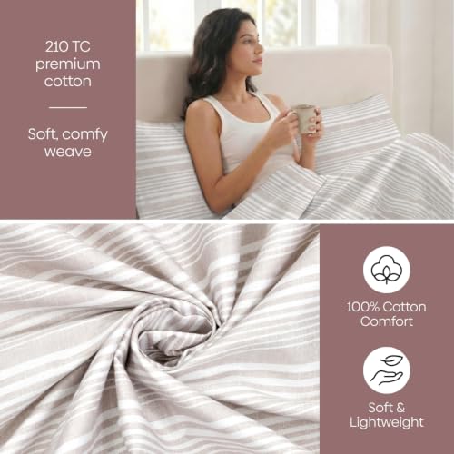 Image of Haus & Kinder Bedsheet for Double Bed | Queen Size Bed Sheet with 2 Pillow Covers 90 Inch x 100 Inch | 300 TC Pure Cotton Bed Sheet Double Bed | Verde Luxe Grey & White