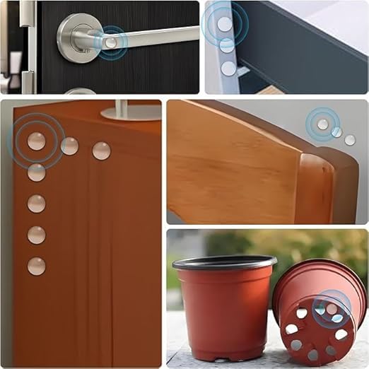 Image of Ducki 6-Square Silicone Wall Protector for Door Handle and Furniture Accessories Self Adhesive Bumper Guard Stopper Pads (Transparent-100Pcs, Transparent-100Pcs)