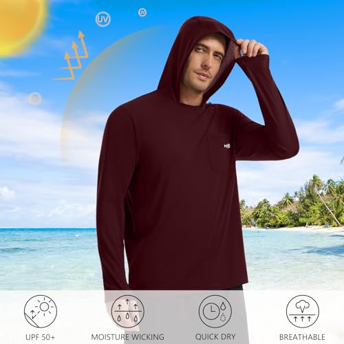 Image of BASSDASH Men's UPF 50+ Fishing Hoodie Shirts with Chest Pocket Lightweight UV Sun Protection Long Sleeve Hiking Sports FS34M