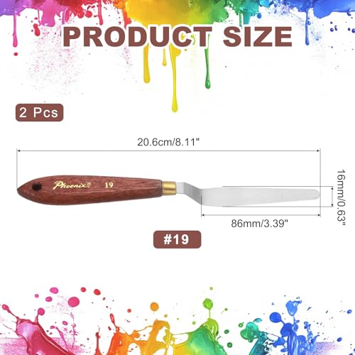 MECCANIXITY Pack of 2 Palette Knife No.19, 8.1" Long with Stainless Steel Flexible Spatula Pallet Knife and Wood Handle for Scraping, Mixing, Oil Acrylic Painting Canvas by MECCANIXITY - Image 2