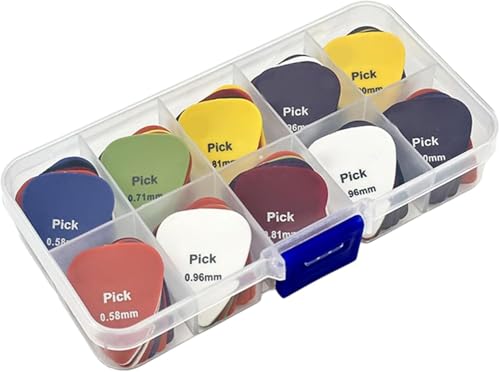 Image of 24 Pcs guitar picks for acoustic guitar & Electric Guitar Pick with 6 Thickness Levels and Clear Storage Box Perfect for Beginners & Professionals Plectrum Guitar Pick for Guitar Ukulele Pick