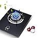 WANGKENSU Upgrade Gas Stove 42cm Built-in Gas Cooktop 3.8KW Double-Rotating Firepower with Rotating Button/Child Lock Protection/Flame-Out Protection Easy to Clean Compatible with All Cookware [En