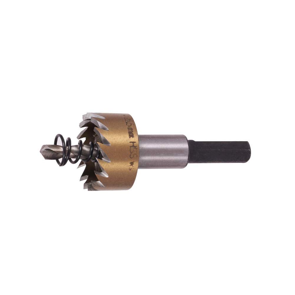 Auniwaig 25.5mm HSS Hole Saw Kits for Metal, High-Speed Steel Hole Saw Cutting Kit Drill Bits Opener Cutter Tool, for Cutting Holes on Wood, Stainless Steel, Iron, Aluminum Plate, Gold