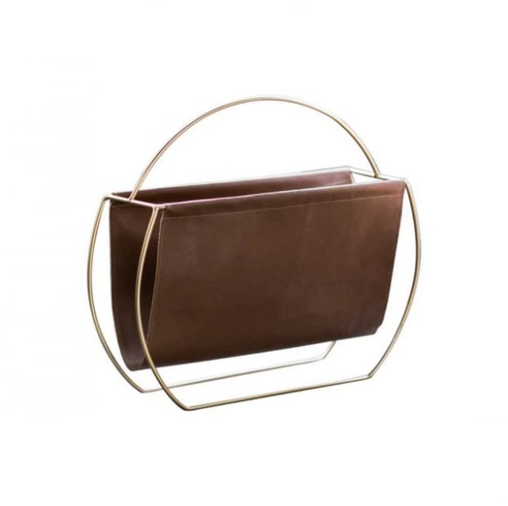 Floor-standing creative leather magazine rack, metal home decoration magazine rack, multifunctional can store all kinds of things, and easy to move.-B