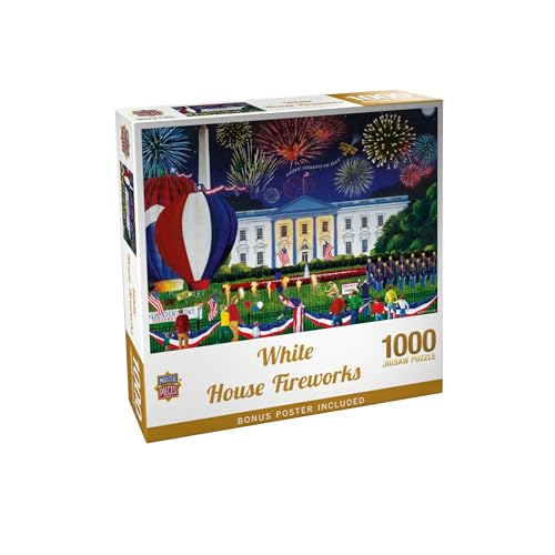 Masterpieces Rompecabezas de 1000 Piezas, White House Fireworks, Rompecabezas Navideño, Rompecabezas Patriótico para Adultos y Familias, 19.25"x26.63", Rompecabezas Desafiante de Monumentos de USA, Edades 14+ miniatura 1