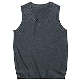 jinghuiyue Women’s V Neck Sweater Vest School Uniform Solid Color Sleeveless Knit Sweaters Pullover Tank...