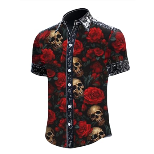 2026 T-shirt à manches courtes pour homme avec imprimé d'Halloween, gris foncé, M