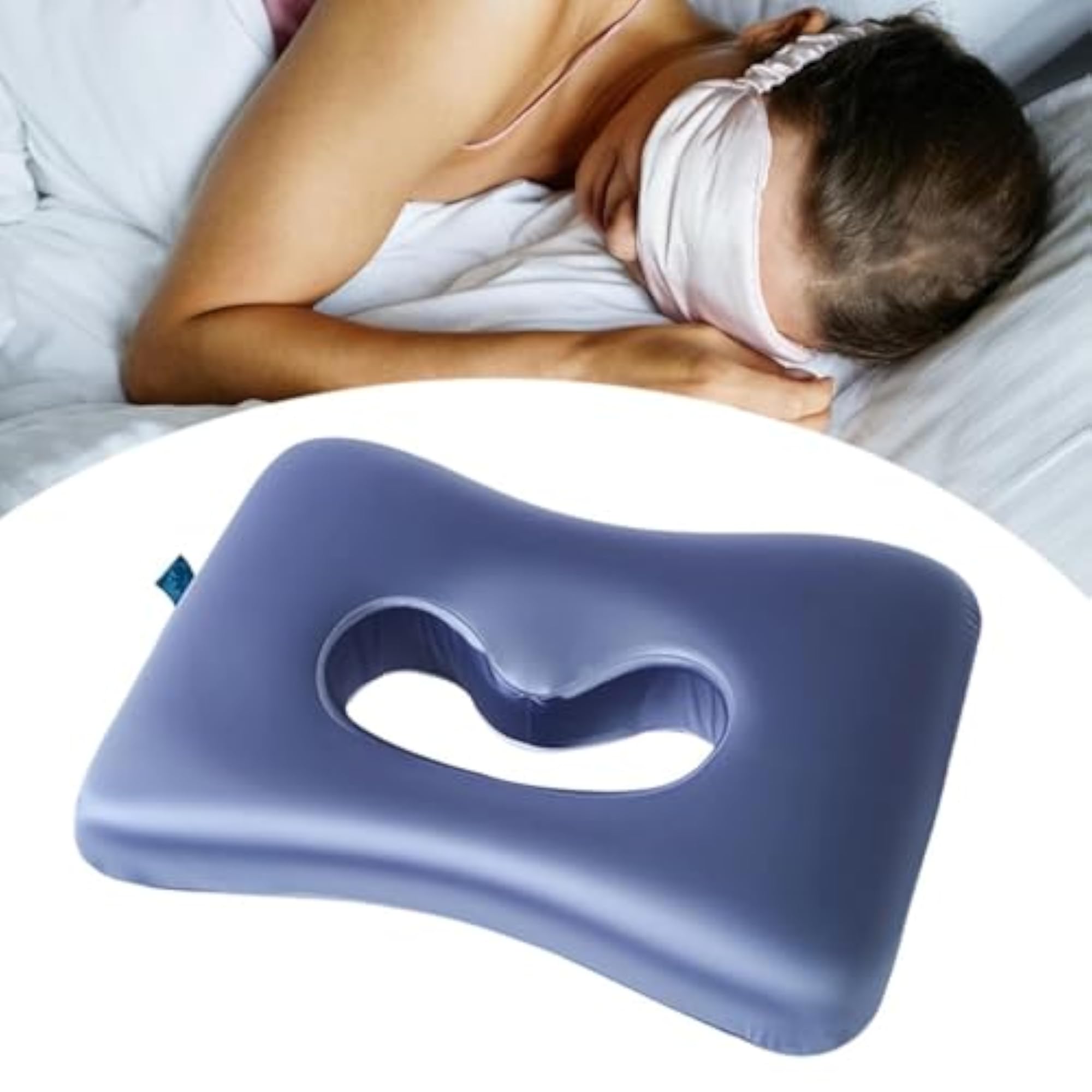 Ear Piercing Pillow with Hollow Design, Blue