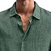 Men V-Neck Fashion Cardigan Tops Summer Button Cotton Linen Solid Shirt Casual T Shirt Suitable for All Occasions (Green,XX-Large)