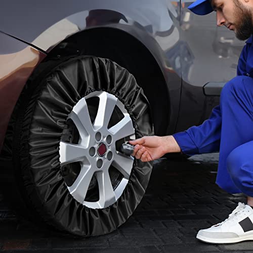 Bbto 8 Pcs Seasonal Tire Bags Tire Storage Bags Spare Tire Covers With Handle Portable Wheel Storage Tote Universal Fit For Easy Transportation Carry Fits Tires 25 To 28.9 Inch, Black #TOP3