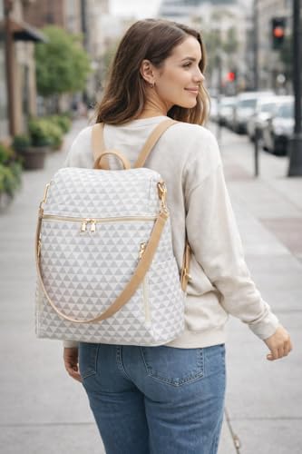 Image of Backpack Purse for Women | Women's Stylish Geometric Triangle Backpack | Convertible Shoulder Bag, Multi-Compartment, Spacious & Durable, Perfect for College, Work, Travel