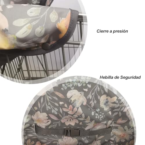 Shopping cart Cover for Baby, high Chair Cover, with Detachable Storage Bag, Flowers