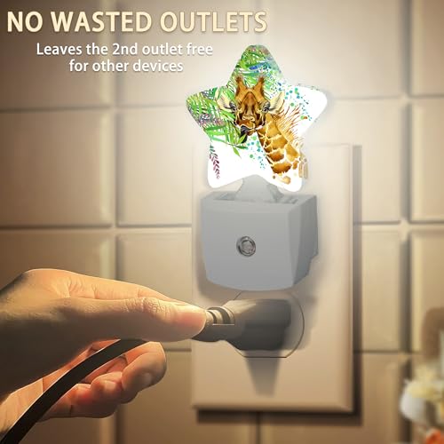 Image of Abstract Giraffe Night Lights Plug into Wall with Dusk to Dawn Sensor,Lamp for Bedroom Bathroom Hallway Nightlight for Women Girls