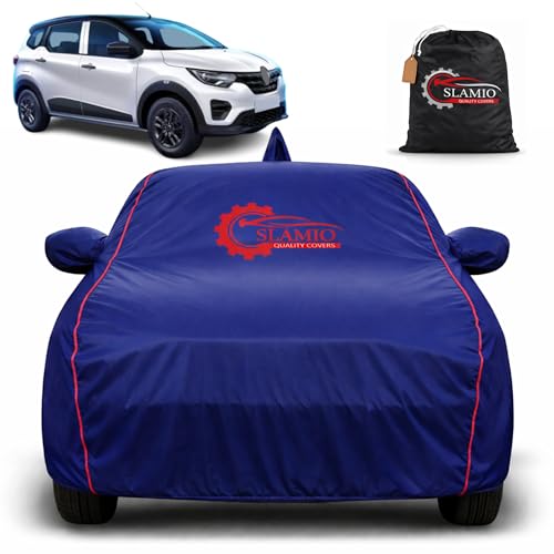 Image of Premium 100% Waterproof Car Cover for Renault's Triber 2019-2026 Models | All-Weather, UV & Dust Protection | Heavy-Duty 3-Layer Fabric | Custom Fit with Mirror & Antenna Pockets | Navy Blue