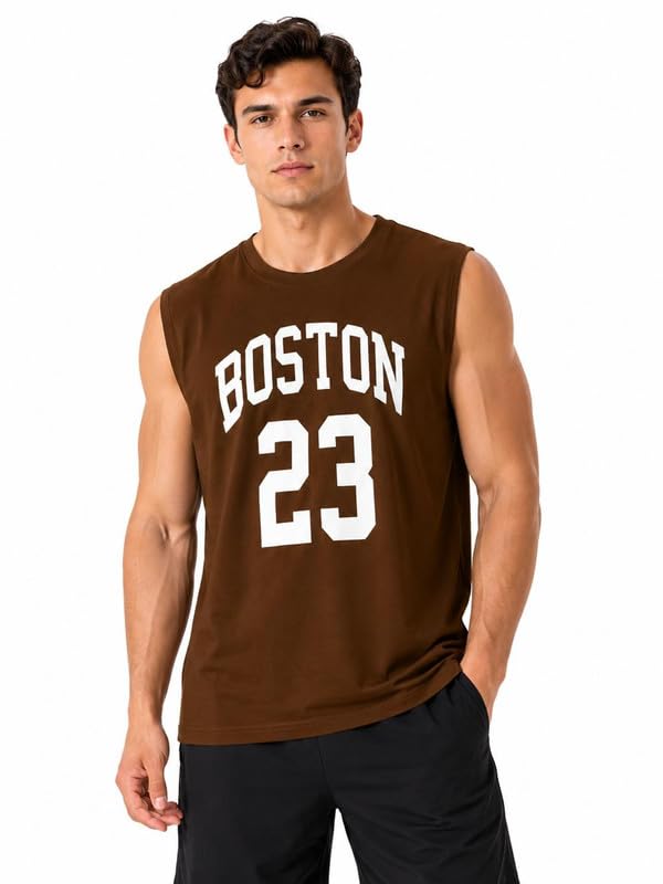 Image of O3e Boston 23 Men Sleeveless Gym Vest Tank Top | Cotton Blend Sports T-Shirt for Workout Running Training, Gym & Casual | Breathable Regular Fit Athletic Muscle Tee