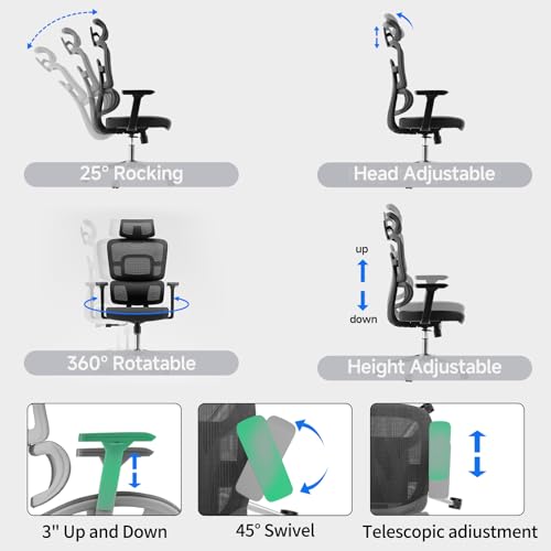 Image of Drafting Chair, Ergonomic Tall Office Chairs for Standing Desk, Home Office Desk Chair with Lumbar Support and Adjustable Flip-up Armrests & footrest (04black)