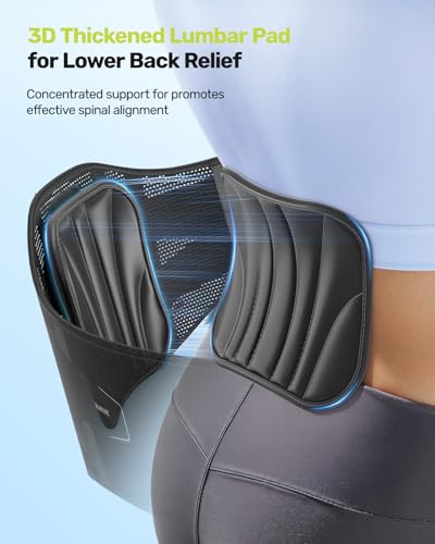 Image of Rakiie Back Brace Lumbar Support 7 Stays | Ergonomic 3D Pad, Easy On /Off, Relieves Sciatica, Herniated Disc, Lower Back Pain, Fits Men /Women, Gray, S