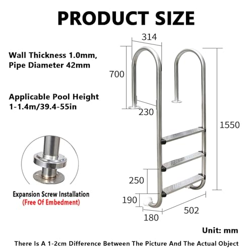 Escalera para piscina acero inoxidable 3 peldaños miniatura 2
