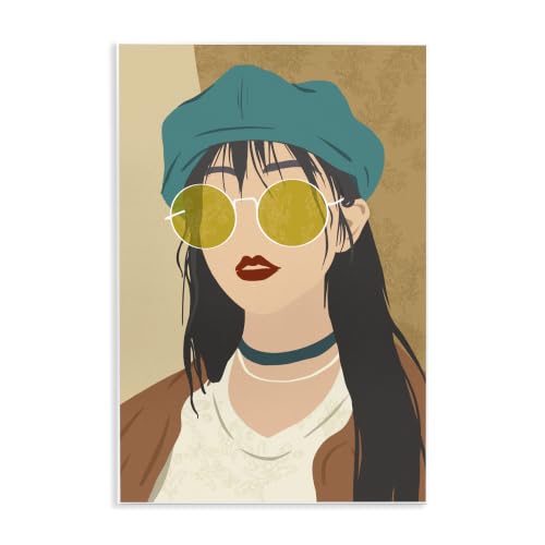Boho Fashion Girl Portrait, 10 x 15 Inch Mounted Print on Wall Plaque