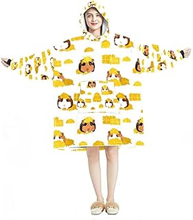 Eslifey Oversized Hoodie Blanket Sweatshirt, Sherpa Flannel Wearable Blanket Hoodies with Pocket for Adults Men Women, Doodle Guinea Pig