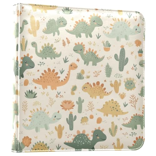 Kigai Cute Dinosaurs Photo Album Self Adhesive Scrapbook Album Leather Cover DIY Picture Scrap Book with 20 Adhesive Sheets, 11.8x24x0.8 inch