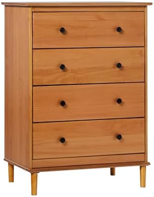Walker Edison Modern Tall 4-Drawer Solid Wood Dresser Bedroom Sto...