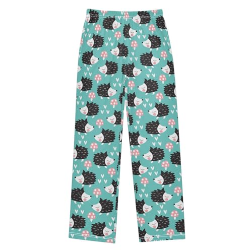 Hedgehog Mushroom Love Boys Long Pants Soft Trousers Elastic Waist Kids Lounge Bottoms with Pockets S-XL