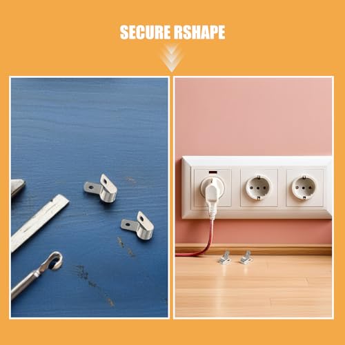 Clips tipo R UKCOCO de acero inoxidable con tornillos para organizar 200 cables 4