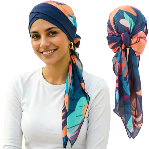 Image of DRESHOW Turban Headwrap for Women Long Hair Head Scarf Headwraps Chemo Headwear Lightweight Hair Loss Covering Hat